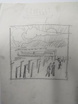 Untitled pencil sketch from Mooragh Internment Camp