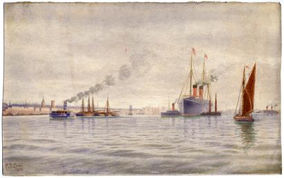 Cunard Steamer on River Mersey