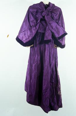Purple silk dress with cape