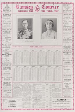 Ramsey Courier Almanac & Tide Table 1937