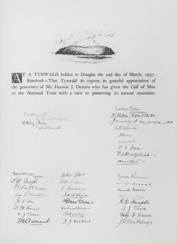 Copy of signed illustrated resolution passed by Tynwald…