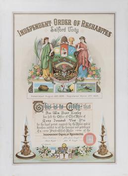 Illuminated certificate issued by the  Independent Order of…