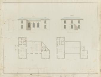 Court House, Castle Rushen, elevations, section and plans