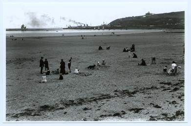 Children and adults on Douglas shore