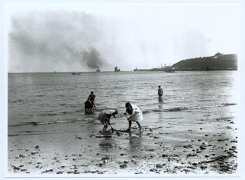 Children playing on Douglas shore