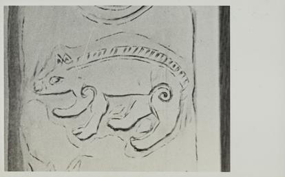 Photograph of sketch of boar, Odin Stone, Jurby…