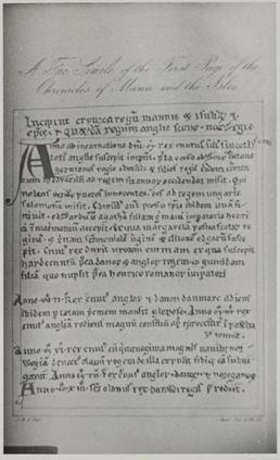 Photograph of a facsimile of page 1 of…