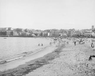 Peel beach and town