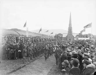 Crowds watching the procession approaching Tynwald Hill during…