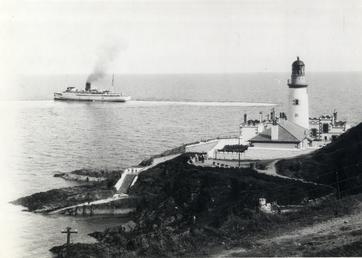 Lady of Mann off Douglas Head with lighthouse…