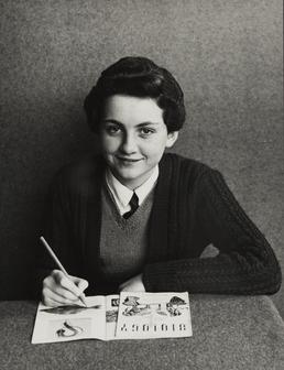 Cynthia Caroline Stothard, sitting with book in Ramsey…