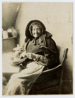 Mrs Morrison of Ballaugh Glen sitting knitting