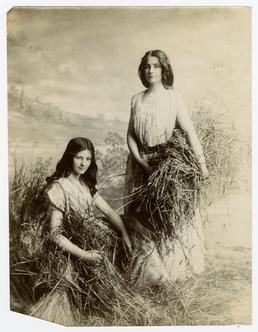 'The Gleaners' modelled by sisters Elsie and Glen…