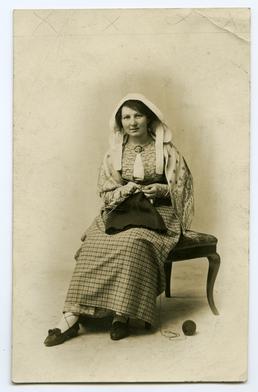Unidentified lady knitting