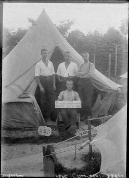 First World War internees in front of an…