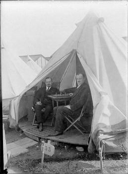 First World War internees inside an internment tent,…