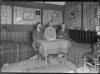 First World War internees inside an internment chalet,…