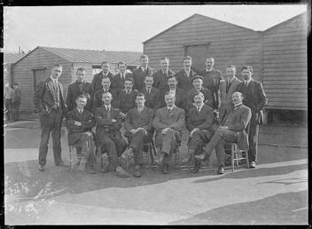 First World War internees outside an internment chalet,…