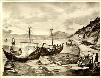 Ramsey Bay, depicted in the Viking Period
