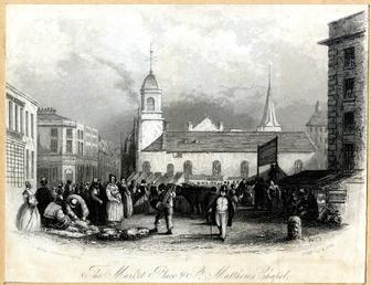 Market & St Matthew's Chapel, Douglas circa 1846