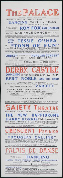 Variety bill for acts appearing at The Palace,…