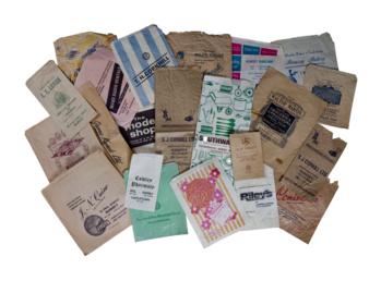 Selection of paper bags with Manx trade names