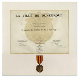 Framed Medal and Certificate presented circa 1960 to…