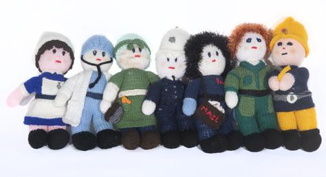 Key worker hand knitted dolls created during COVID…