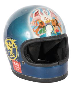 Motorcycle helmet used by a fan at the…